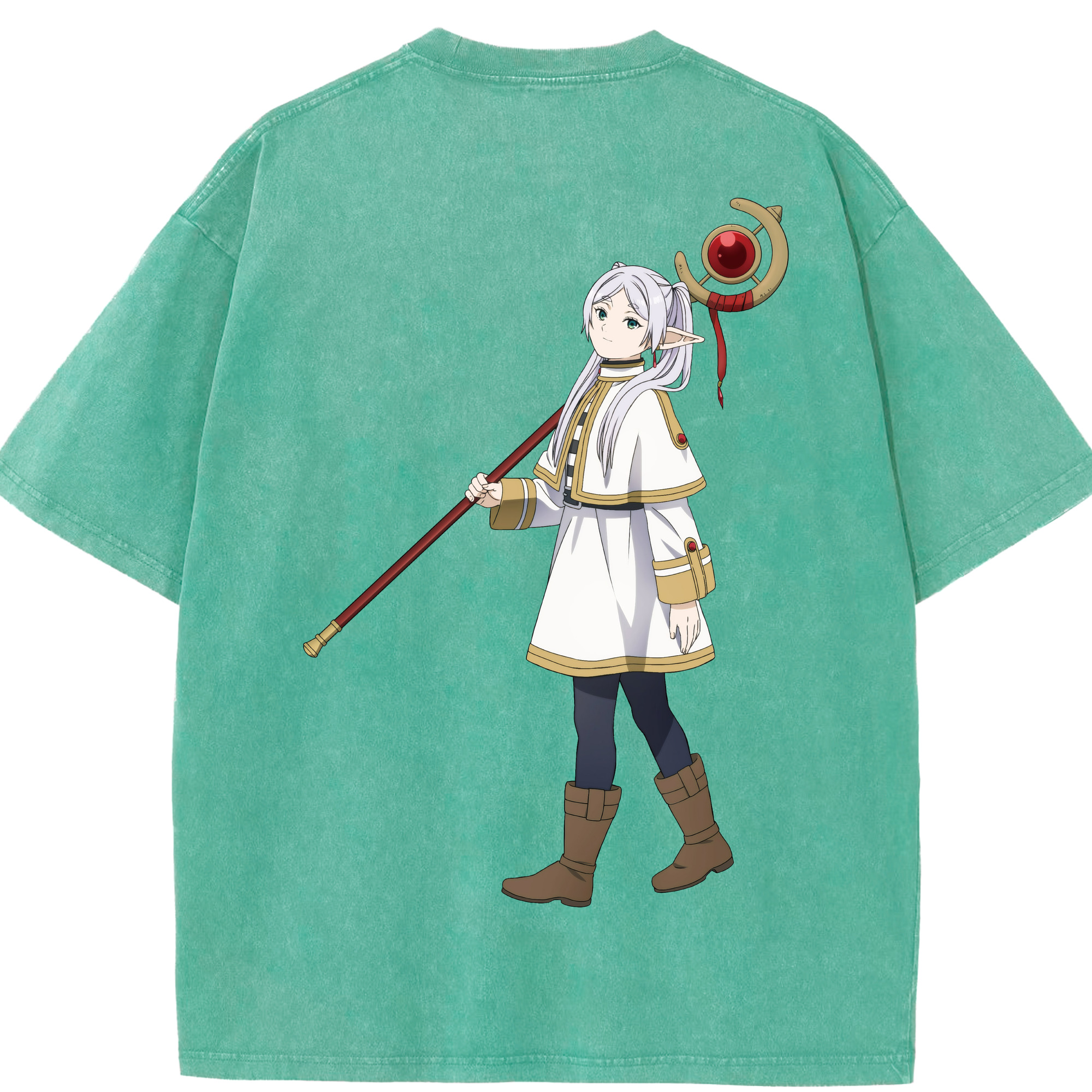 （画像用） 葬送のフリーレン Frieren 綿100% ヴィンテージ風 半袖Tシャツ（背面プリント）